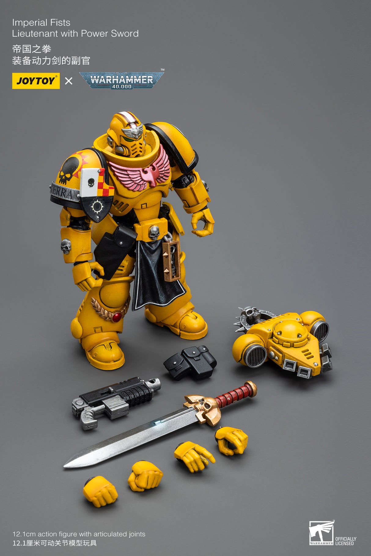 JOYTOY JT7714 Warhammer 40k 1: 18 Imperial Fists Lieutenant with Power Sword