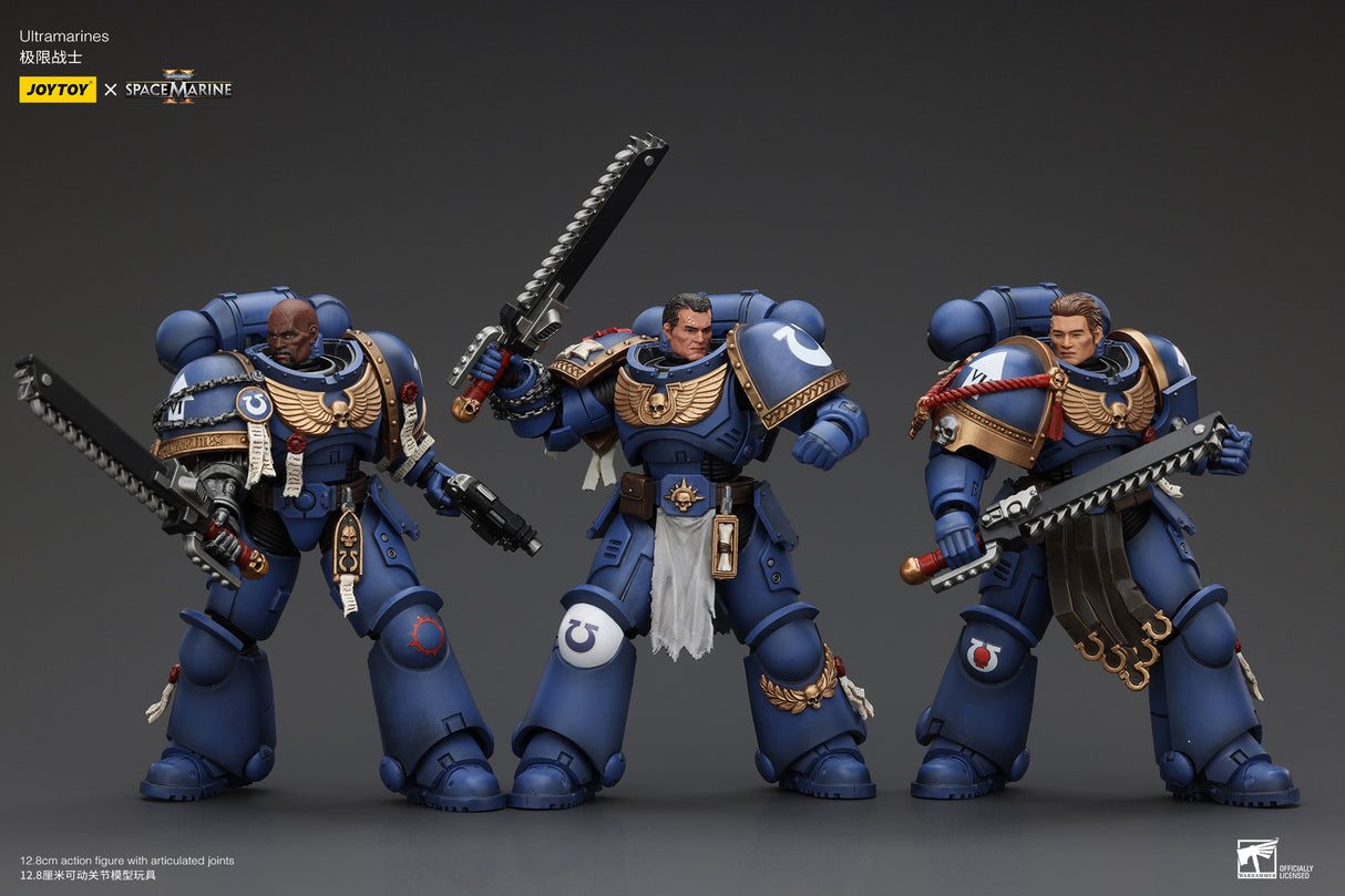 JOYTOY Warhammer 40k Space Marine 2 1: 18 Ultramarines Lieutenant Titus, Sergeant Gadriel and Brother Chairon