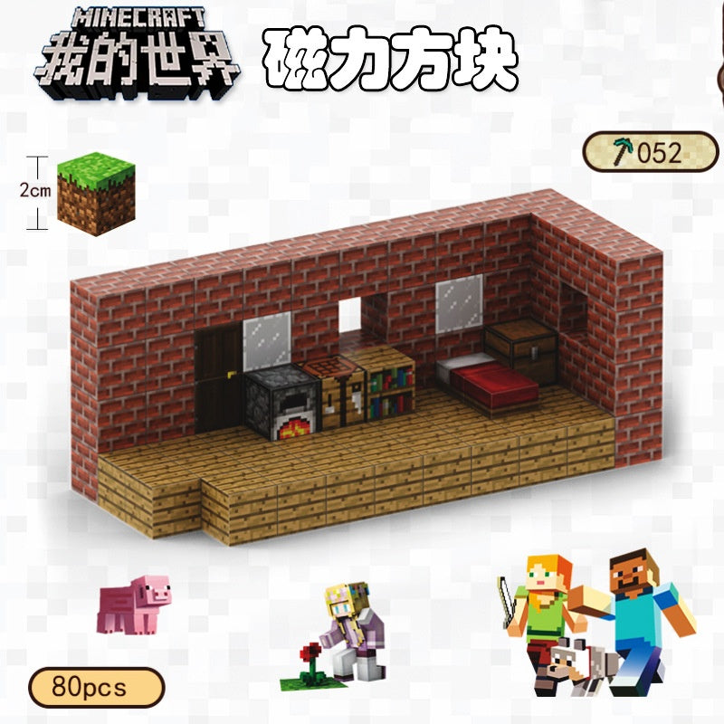 CHAOLELE Minecraft Magnetic Cube T052 red brick cottage